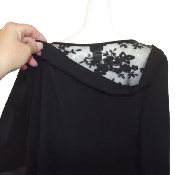 TORRID Top, 3/4 (3x/4x), Lace/Drop Back, Black, Lace insert, Bell sleeves - Picture 6 of 13